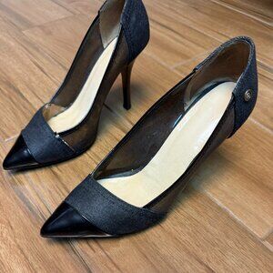 DIESEL Women's Windo Ekkys Denim Jean Black High Heel Pumps Size 7.5 (38)-Good